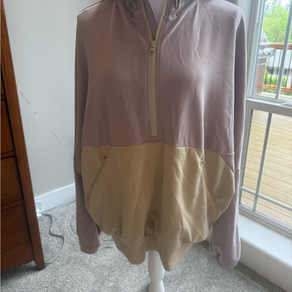 Prana Two-Tone Half-Zip Pullover in Mauve and Beige 0098